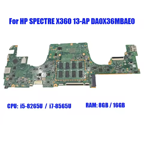 For HP SPECTRE X360 13-AP DA0X36MBAE0 Motherboard With CPU i7-8565U 8GB or 16G RAM Processors L37640