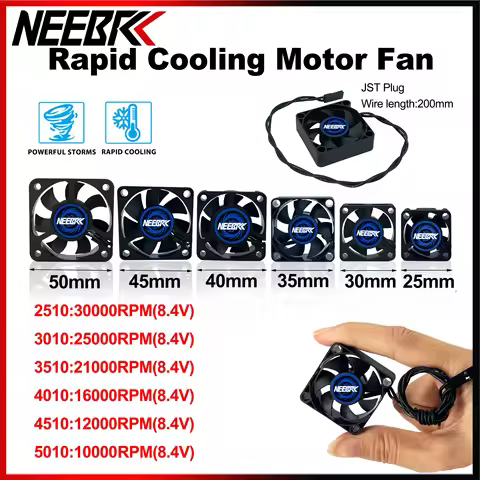 NEEBRC RC Motor Fan Cooling Heatsink 2510 3010 3510 4010 4510 5010 30000RPM 5V-12V High Wind Rapid C
