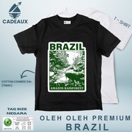 BRAZIL 2-Piece SOUVENIR T-Shirt BRAZIL COUNTRYTAG 24s Combed Cotton T-Shirt SOUVENIR PREMIUM GIFT