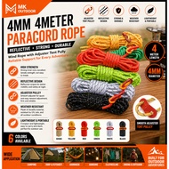 4 Meter 4mm Wind Rope/Tali Khemah Reflective Camping Rope Tent Tarp Flysheet Wind Rope with Adjuster