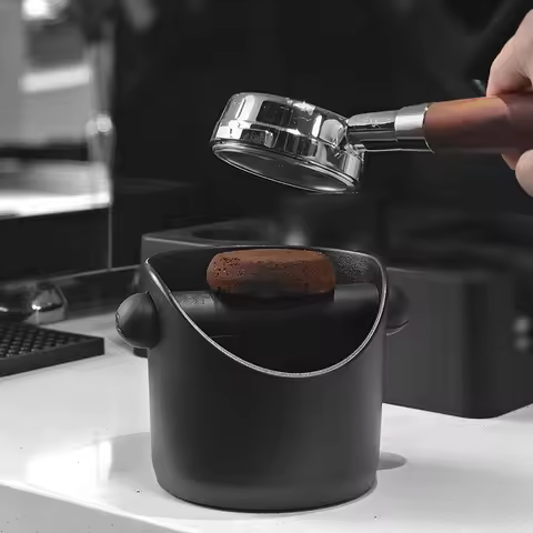 Shock-Absorbent Coffee Knock Box Anti-slip Espresso Dump Bin For Coffee Grounds With Removable Knock