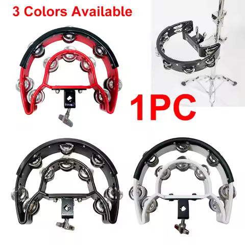 Cymbal Hi Hat Drum Set Tambourine with Mounting Eye Bolt,Hi Hat Tambourine Expanding Bell Rattle Cla