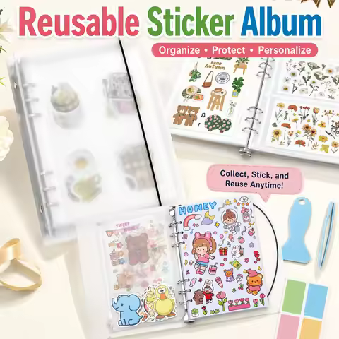 Reusable Sticker Album Release Paper 3 Size Pockets Collecting Book Binder Sleeves Stickers Organize
