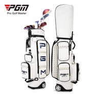 PGM Lady Good Quality Plaid Hidden Trolley Waterproof PU Golf Cart Bag With Wheels QB036