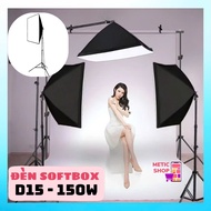 D15 Softbox 150W Photography Light Combo with Self-Adjusting Light Stand 70-210cm, Studio Photograph