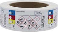 Small Write-On GHS and HMIG Combo Label with GHS Hazard Symbols, 1.5 x 3 Inch Rectangles, 500 Total 
