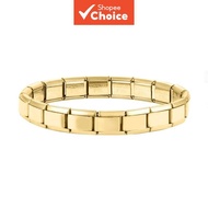 Gold-colored Italian stretch bracelet, 9mm wide, stainless steel jewelry for women, DIY charm.  Gela