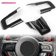 【ISHOWMAL HOT】Carbon Fiber Interior Steering Wheel Cover Trim For Ford for For Mustang 2015-2019