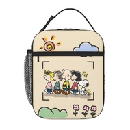 Snoopy Kids lunch bag Portable School Grid Lunch Box Student with Keep Warm and Cold