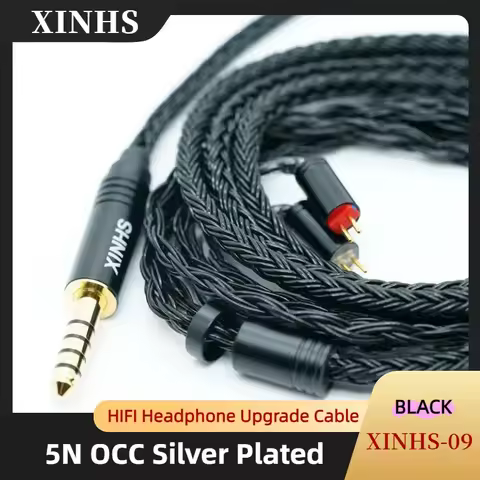 XINHS XH09-7 Black 16-Cores 5N Monocrystalline Copper Silver-Plated HIFI Headphone Upgrade Cable Wit
