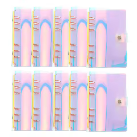 10PCS 6-Ring Transparent A6 A5 A7 Planner Binder Spiral Journal Clear Cover