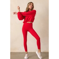 MERAH Women's Tight Sports Leggings Wanita SPX Booty Boost Sweat 7/8 Red Leggings Gym Fitness Pilate