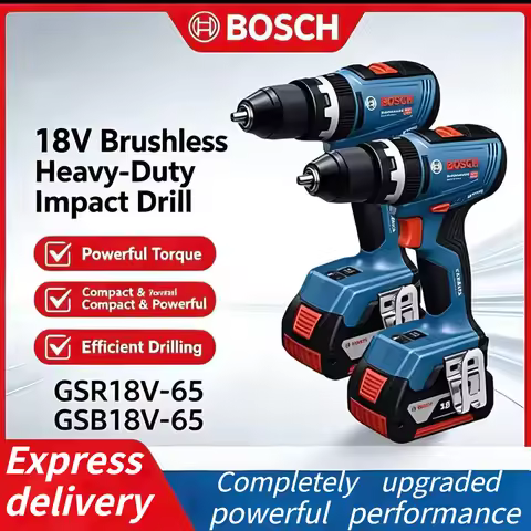 Bosch GSR 18V-65 & GSB 18V-65 Drills, Impact & Standard Combo, Durable Build for Concrete, Wood & Me