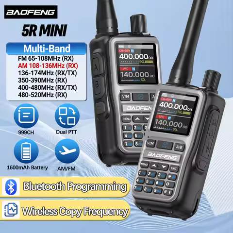 BAOFENG UV-5R Mini Walkie Talkie Multi Band Bluetooth Programming Wireless Copy Frequency 999CH AM F