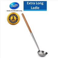 TOFFI K2016 Series 79cm Senduk Kawah Pemegang Kayu Panjang Stainless Steel Extra Long Ladle With Woo