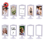 Double Sided Standing Picture Frames 4x6 Inch 2 Side Pedestal Picture Frames Plastic White Photo Fra