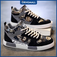 ORNGMALL Mens High Top Sneakers Leather Lace-Up Skateboard Running Casual Shoes Outdoor Streetwear C