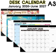 [Ready Stock] Large 2026-2027 Wall Calendar Desk Calendar Jan 2026 to Jun 2027 18 Months Calendar fo