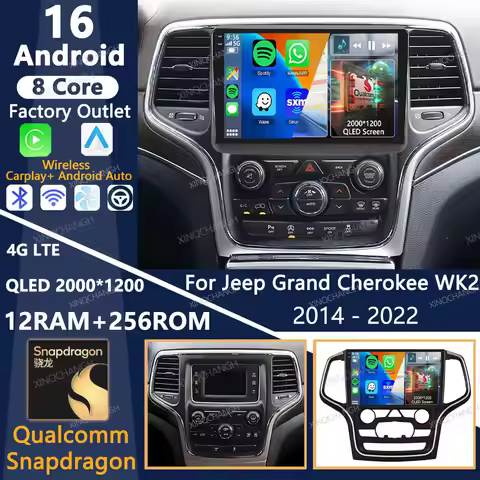 Android 16 Car Radio For Jeep Grand Cherokee WK2 2014 - 2022 Navigation 4G WIFI Head Unit QLED GPS M