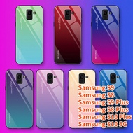 Phone Case For Samsung S9 Plus Samsung S8 Plus Samsung S10 Plus Samsung S9 Samsung S10 Samsung S8 Colorful Bumper Gradient Tempered Glass Cover Slim Hard Back Protective Case