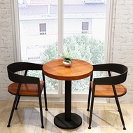 Double Combination Small Round Table Dining Table Chair Solid Wood Table Chair American Retro Indust