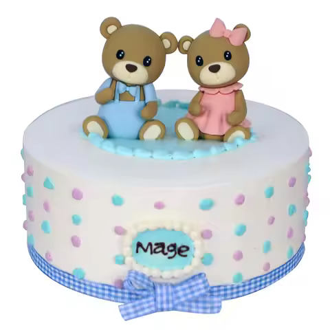 2Pcs Bear Cake Topper, Gender Reveal Cake Topper for Baby Shower, Pink and Blue Bear Baby Shower Cak