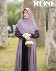 gamis rose series by aden hijab - black m
