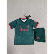 ♧✓ 22/23 New Kids Jersey Liverpool Second Away Football Jersey Set Green Short Sleeve Short Pants Soccer Jersey Kits Unisex Soccer Football Jersey Size 16-18 Liverpool Kids Jersey