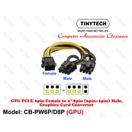TINYTECH PW6P/D8P GPU PCI-E 6 PIN TO 2 8 PIN (6+2) PCI-E GPU SPLITTER EXTENSION CONVERTER CABLE