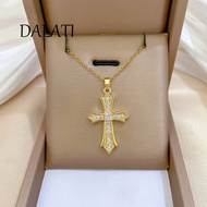 DALATI Titanium Steel Full Diamond Cross Necklace