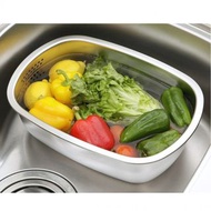 【預購】日本製 下村企販  不銹鋼大容量方形瀝水籃 (7.6L)