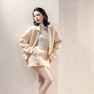 Long-sleevedJacket, turtleneck short sleeve and high-end A-line mini SKIRT - ALEXIS COAT + TOP + SKI