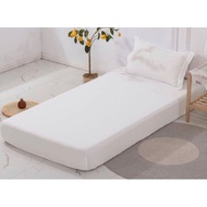 CADAR PUTIH HOTEL SIZE SINGLE FITTED SHEET KAIN COTTON 100%