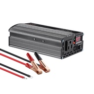 Power Inverter, 500W Pure Sine Wave Inverter DC 12V to 110V AC Converter with Alligator Clip for Roa