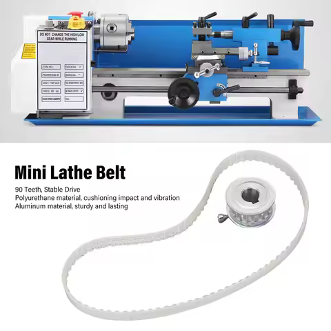 Mini Lathe Belt and Gear 1.5M 90 Teeth Polyurethane Drive Belt Replacement for 0618 0618-3B 7x10 7x1