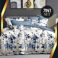 💥CADAR HOTEL 5D BERCORAK HIGH QUALITY 💥100% COTTON 7IN1 SET COMFORTER BEDSHEET