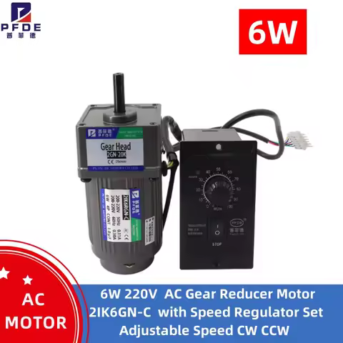 2IK6GN-C 6W 220V AC Gear Reducer Motor with Speed Regulator Adjustable Speed CW CCW Single-Phase Mot