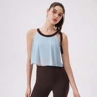 Cloud-feeling Mesh Yoga Vest for Women with Fixed Chest Pads for Fitness Tops Shockproof Running and