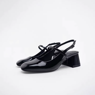 NEW original ZARAˉ 2024 Summer New All-match Covered Toe Womens Shoes Black Low Mouth High Heel Expo