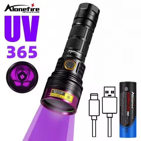 20W 365nm Ultraviolet Blacklight Flashlight Rechargeable UV Torch Invisible Ink Torch Pet Stains Hun
