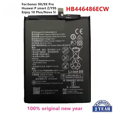 100% Orginal HB446486ECW 4000mAh Battery For Huawei P smart Z/honor 9X/honor 9X Pro/Nova 5i/Enjoy 10