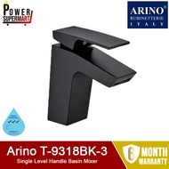 ARINO Premium Black Series Single Level Handle Basin Mixer Tap. Arino T-9318BK. WELS: 3 Ticks. Consumption: 1.8 l/m.