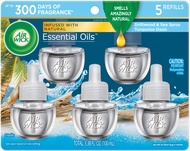 Air Wick Plug in Scented Oil Refill, 5ct, Driftwood & Sea Spray (Turquoise Oasis), Essential Oils, A