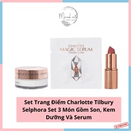 Charlotte Tilbury Sephora Set Makeup Mini 3 Dishes Including Pilow Talk Lipstick, Magic Cream