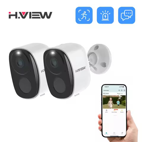 H.VIEW PIR Battery Powered Camera Wireless Outdoor, 2K 3MP WiFi Security Camera with Spotlight Siren