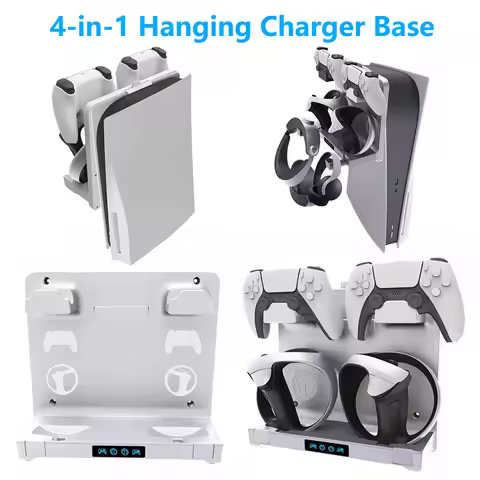 4-In-1 Game Controller Charger Station Hanging Controller Charging Storage Headset Bracket With Disp