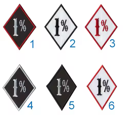 One Percent 70.5MM Wide Rhombus Embroidered Patches Rockers for Motorcycle Clubs Iron on or Sew on B