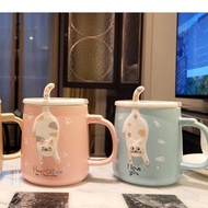 Mug Cat Ceramic With Lid Girlfriend Birthday Gift Set With Spoon [Ai Baby]