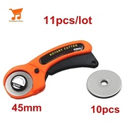 45mm Rotary Cutter Quilters Sewing Quilting Fabric Cut + 10 Rotary Cutter Blades