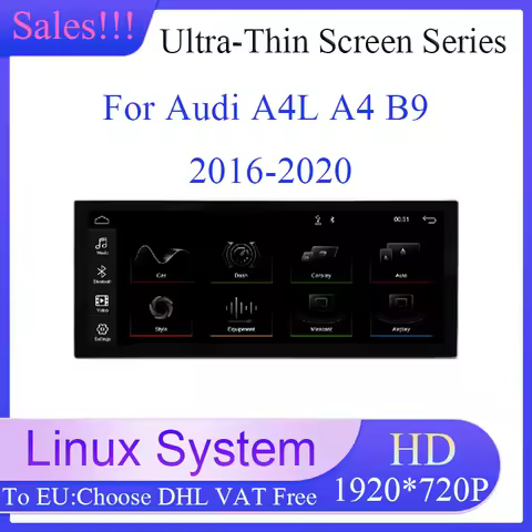 12.3" Video For Audi A4L A4 B9 2016-2020 Car Multimedia Player DVD wireless carplay Androidauto GPS 